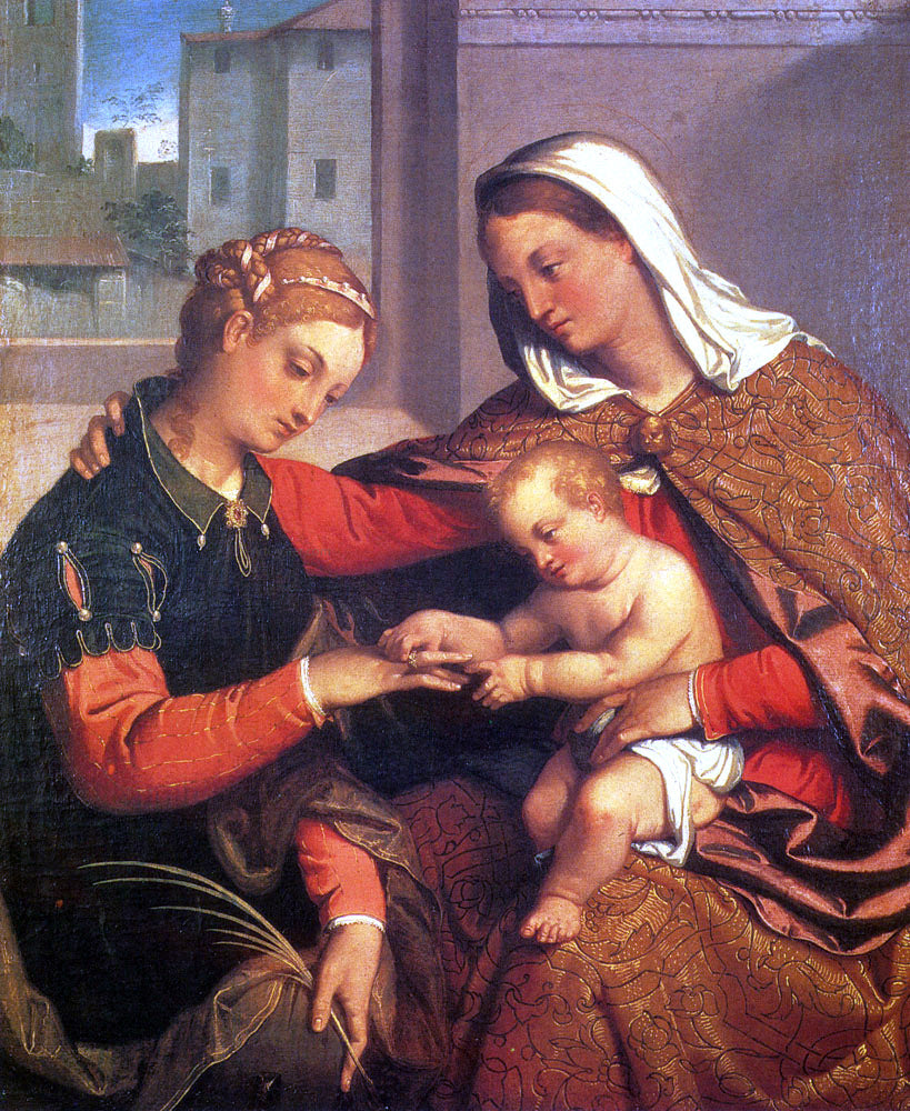 Giovanni Battista Moroni The Mystic Marriage of St. Catherine - Hand Painted Oil Painting