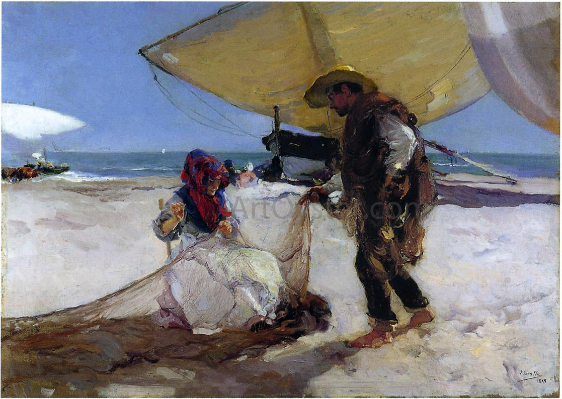 Joaquin Sorolla Y Bastida The Net - Hand Painted Oil Painting