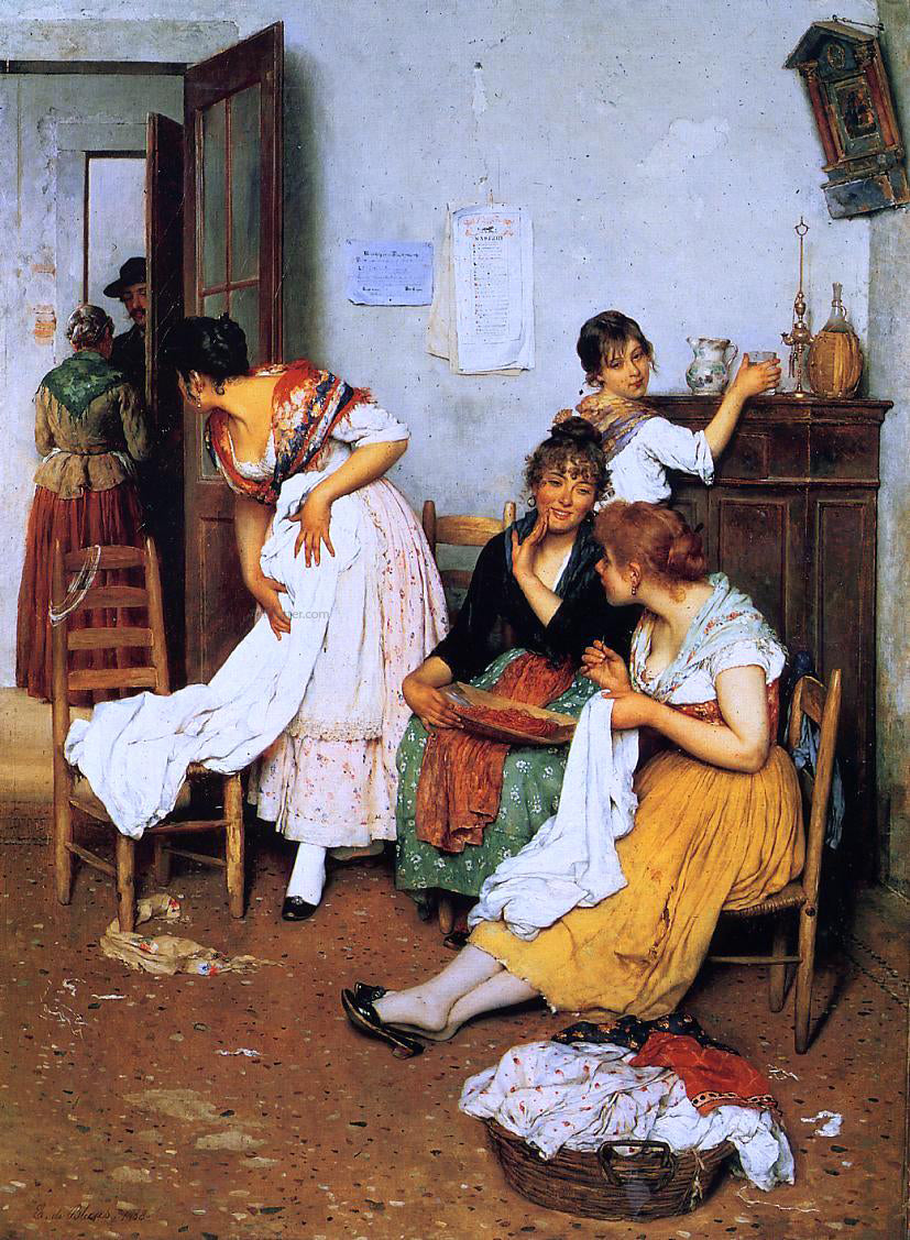 Eugene De Blaas The New Suitor - Hand Painted Oil Painting