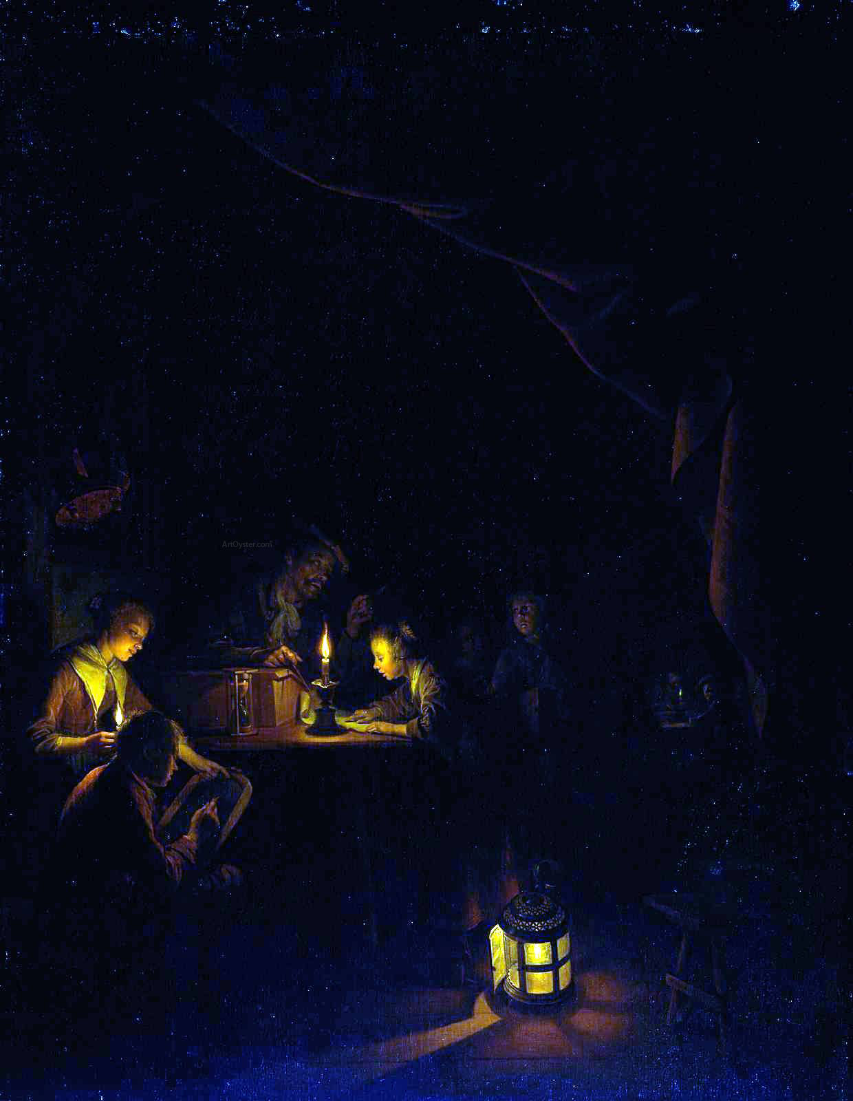 Gerrit Dou The Night School - Hand Painted Oil Painting