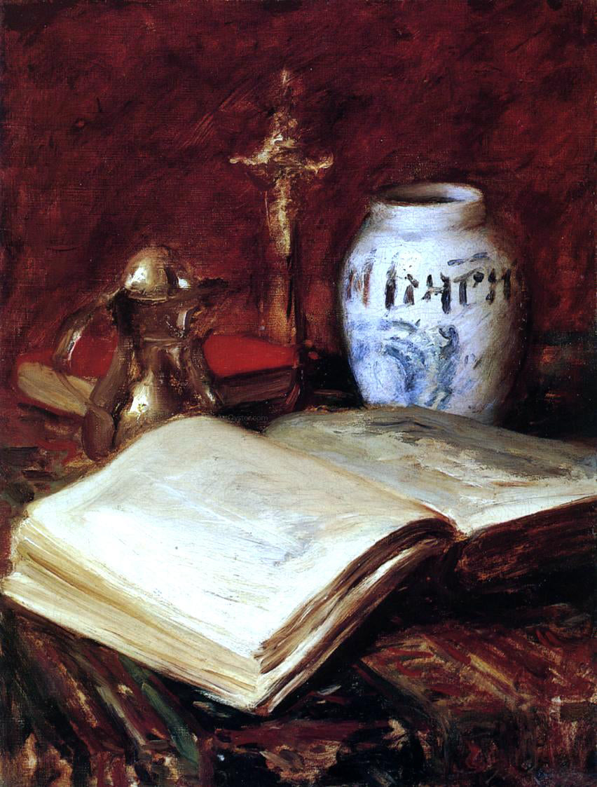 William Merritt Chase The Old Book - Hand Painted Oil Painting