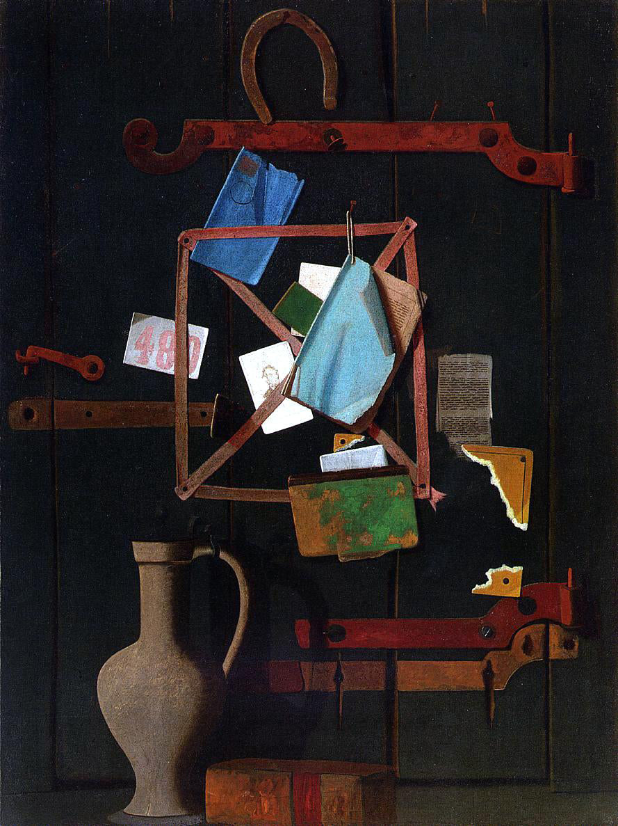 John Frederick Peto The Old Closet Door - Rack and Horseshoe with Dutch Jat - Hand Painted Oil Painting