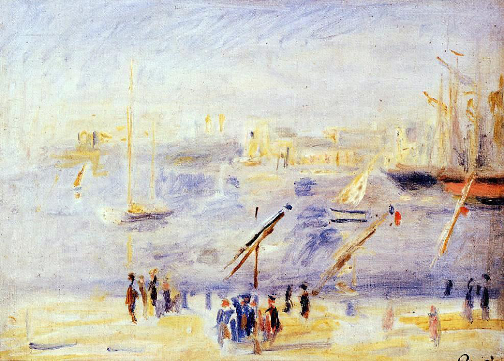 Pierre Auguste Renoir The Old Port of Marseille, People and Boats - Hand Painted Oil Painting