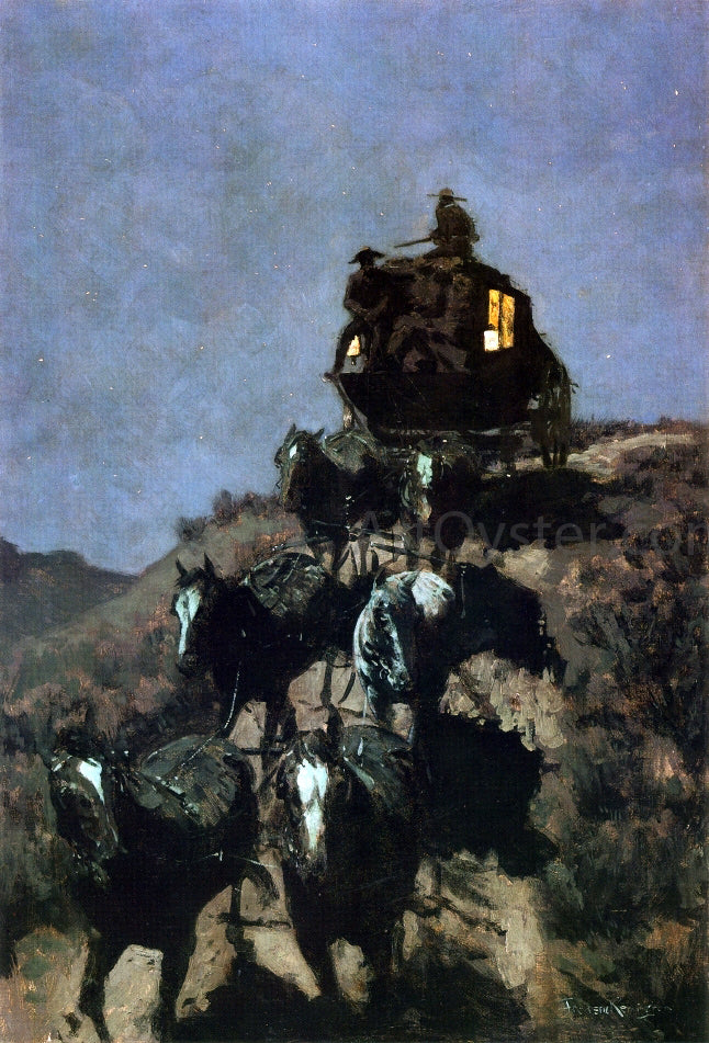 Frederic Remington The Old Stage Coach of the Plains - Hand Painted Oil Painting