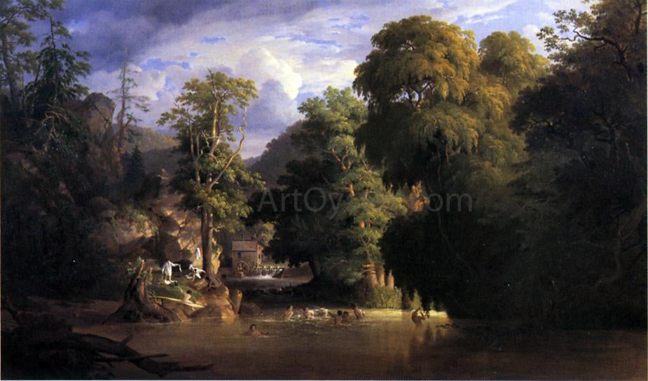 James Arthur Benade The Old Swimming Hole - Hand Painted Oil Painting