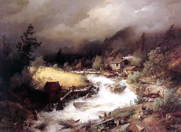 Herman Herzog The Old Water Mill - Hand Painted Oil Painting