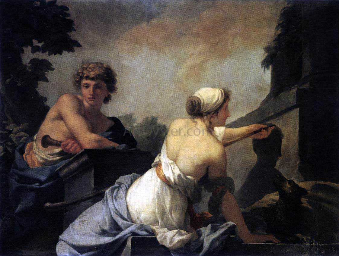 Jean-Baptiste Regnault The Origin of Painting: Dibutades Tracing the Portrait of a Shepherd - Hand Painted Oil Painting
