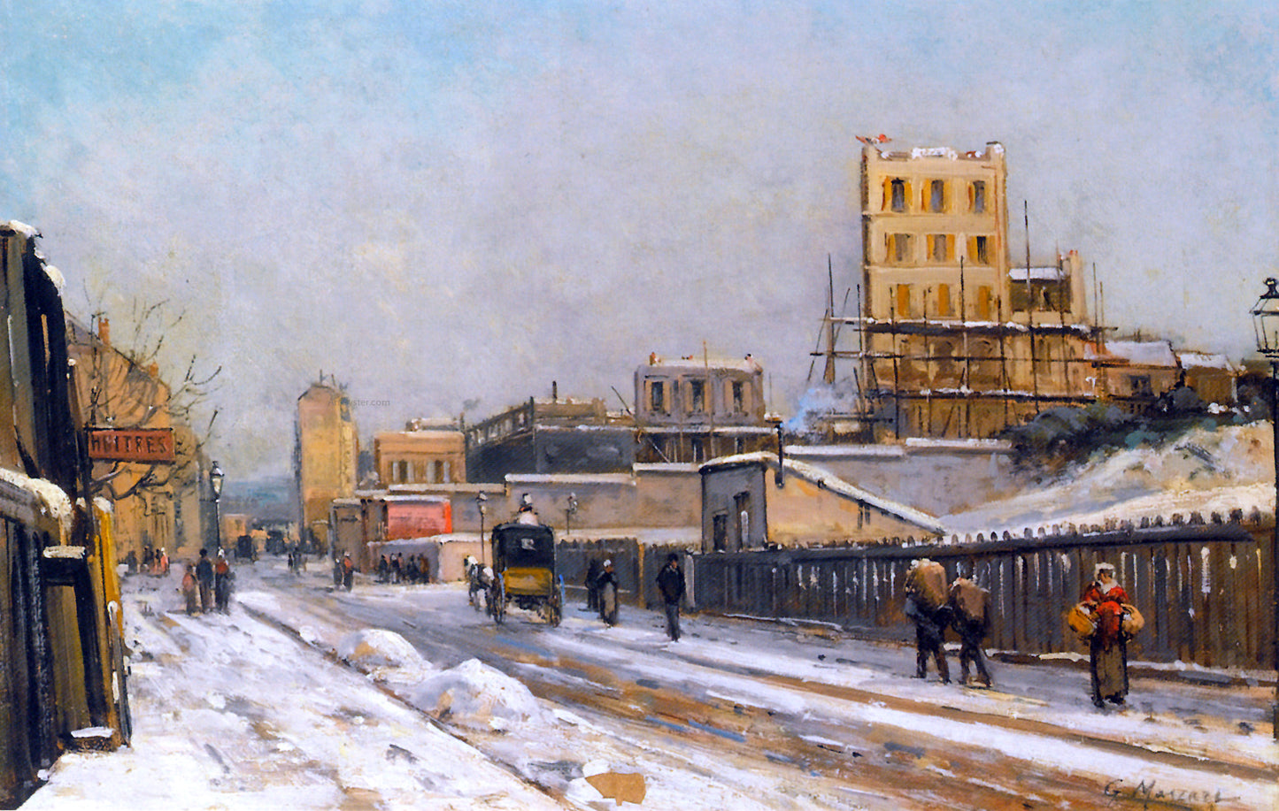 Gustave Mascart The Outskirts of Paris in the Wintertime - Hand Painted Oil Painting