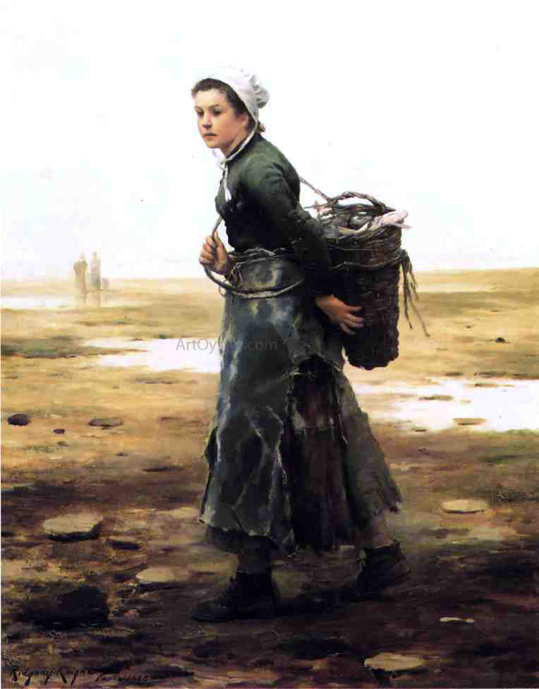 Daniel Ridgway Knight The Oyster Gatherer - Hand Painted Oil Painting