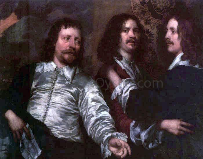 William Dobson The Painter with Sir Charles Cottrell and Sir Balthasar Gerbier - Hand Painted Oil Painting