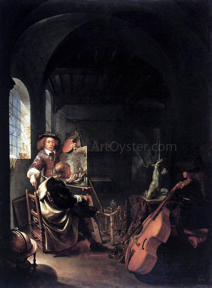 The Elder Frans Van Mieris The Painter's Studio - Hand Painted Oil Painting