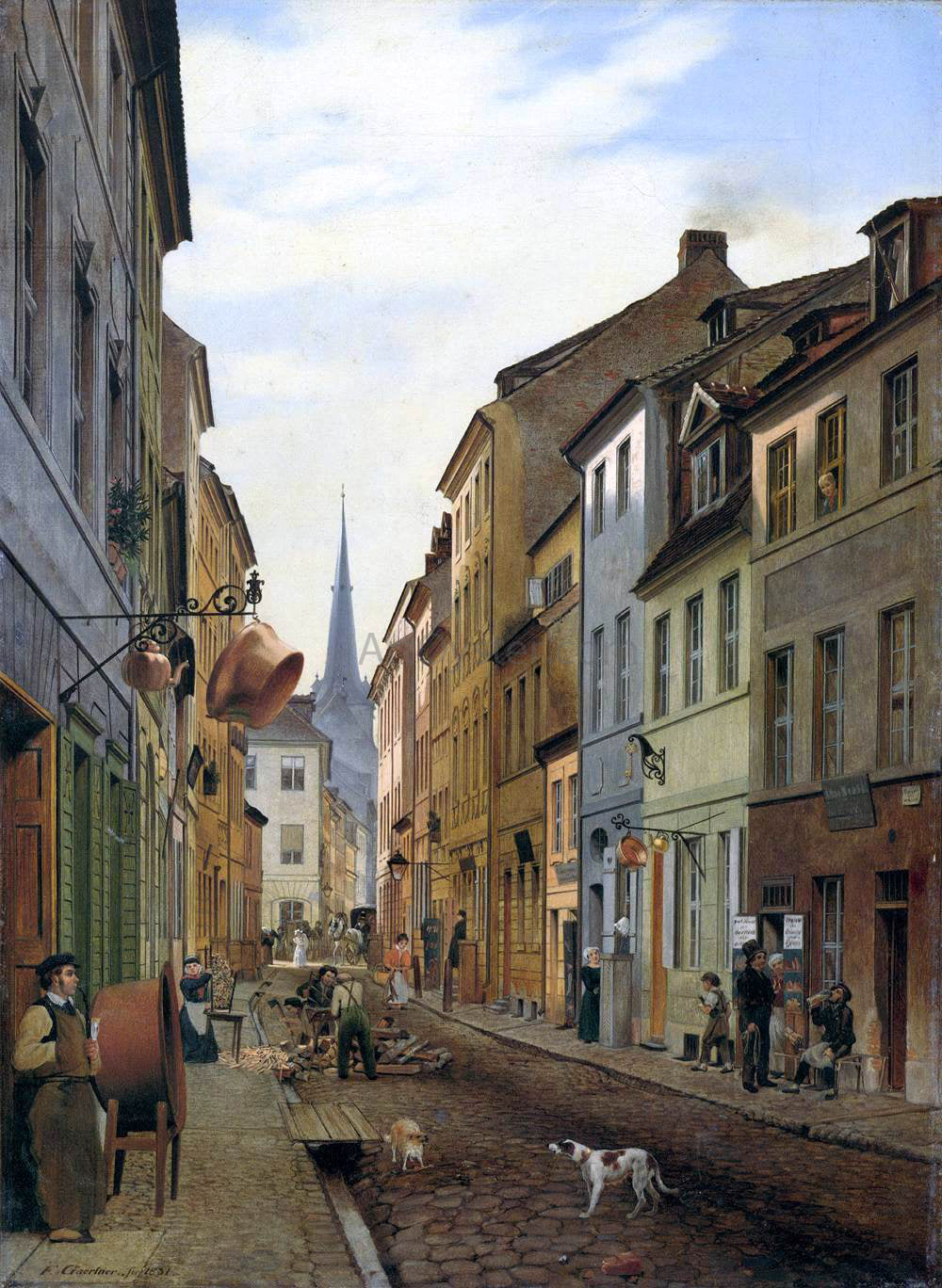 Eduard Gaertner The Parochialstrasse in Berlin - Hand Painted Oil Painting