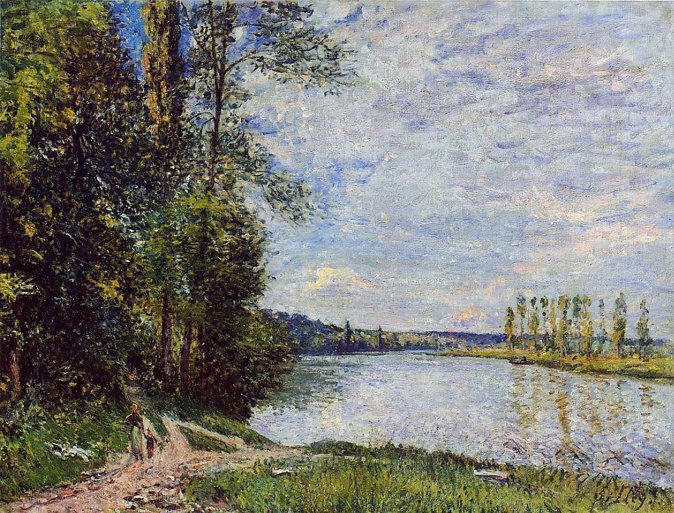 Alfred Sisley The Path from Veneux to Thomery along the Water, Evening - Hand Painted Oil Painting