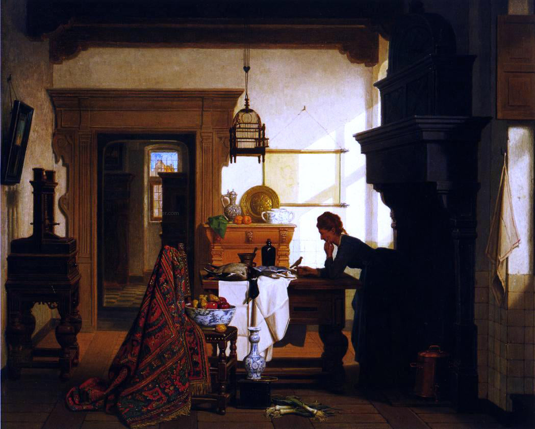 Charles Joseph Grips The Pet Bird - Hand Painted Oil Painting