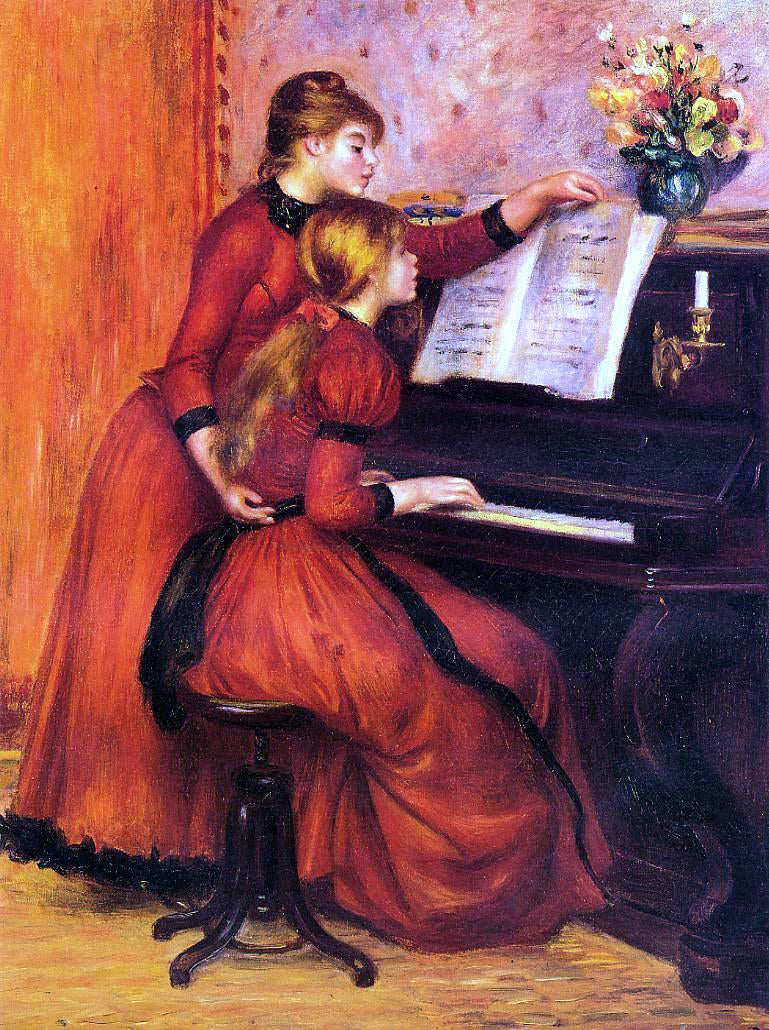 Pierre Auguste Renoir A Piano Lesson - Hand Painted Oil Painting