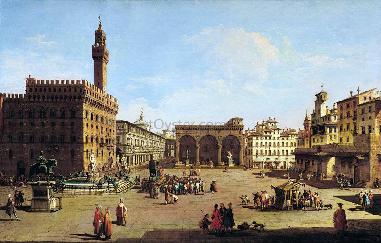 Giuseppe Zocchi The Piazza della Signoria in Florence - Hand Painted Oil Painting