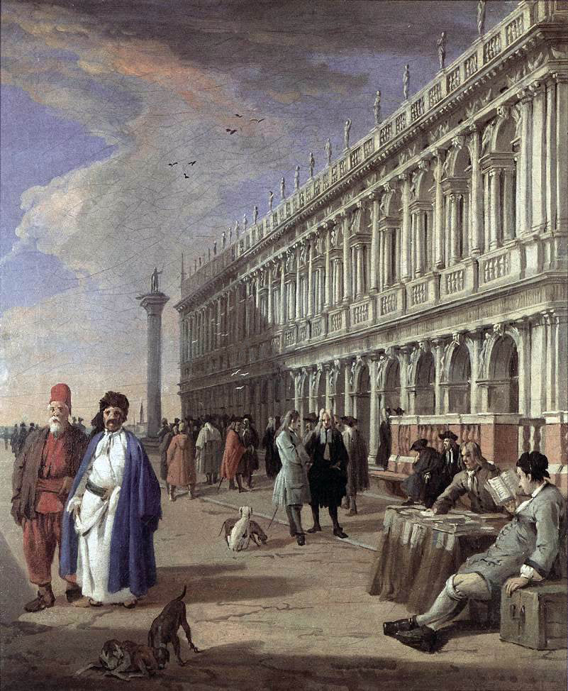 Luca Carlevaris The Piazzetta and the Library - Hand Painted Oil Painting