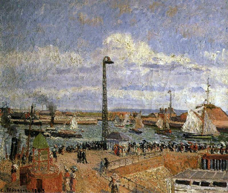 Camille Pissarro The Pilot's Jetty, Le Havre - High Tide, Afternoon Sun - Hand Painted Oil Painting
