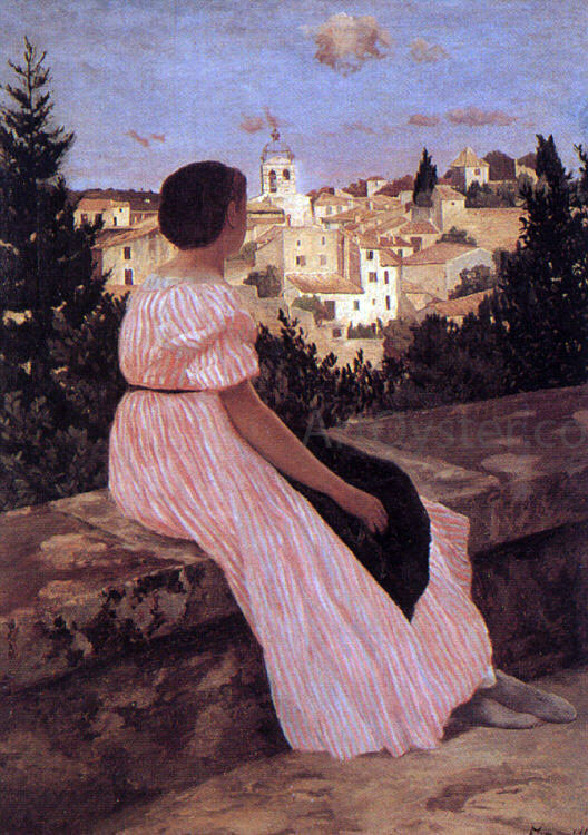 Jean Frederic Bazille The Pink Dress - Hand Painted Oil Painting