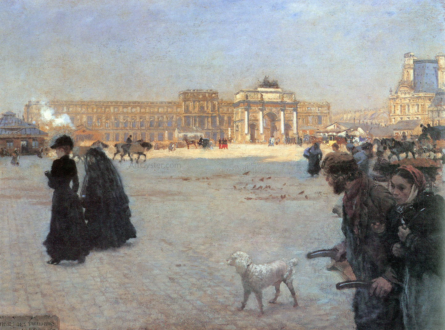 Giuseppe De Nittis The Place de Carrousel and the Ruins of the Tuileries Palace in 1882 - Hand Painted Oil Painting