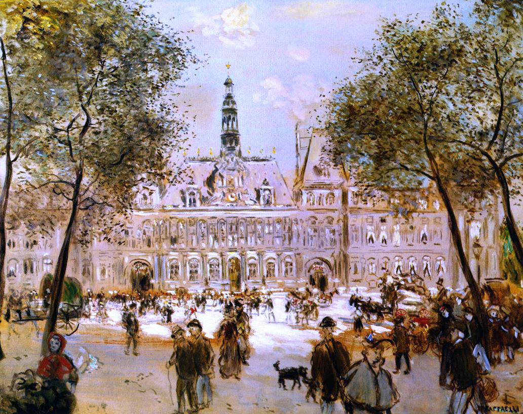 Jean-Francois Raffaelli The Place de l'Hotel de Ville - Hand Painted Oil Painting