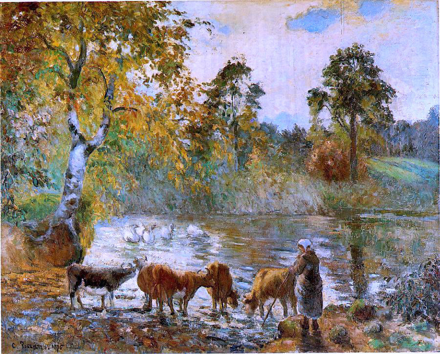 Camille Pissarro The Pond at Montfoucault - Hand Painted Oil Painting