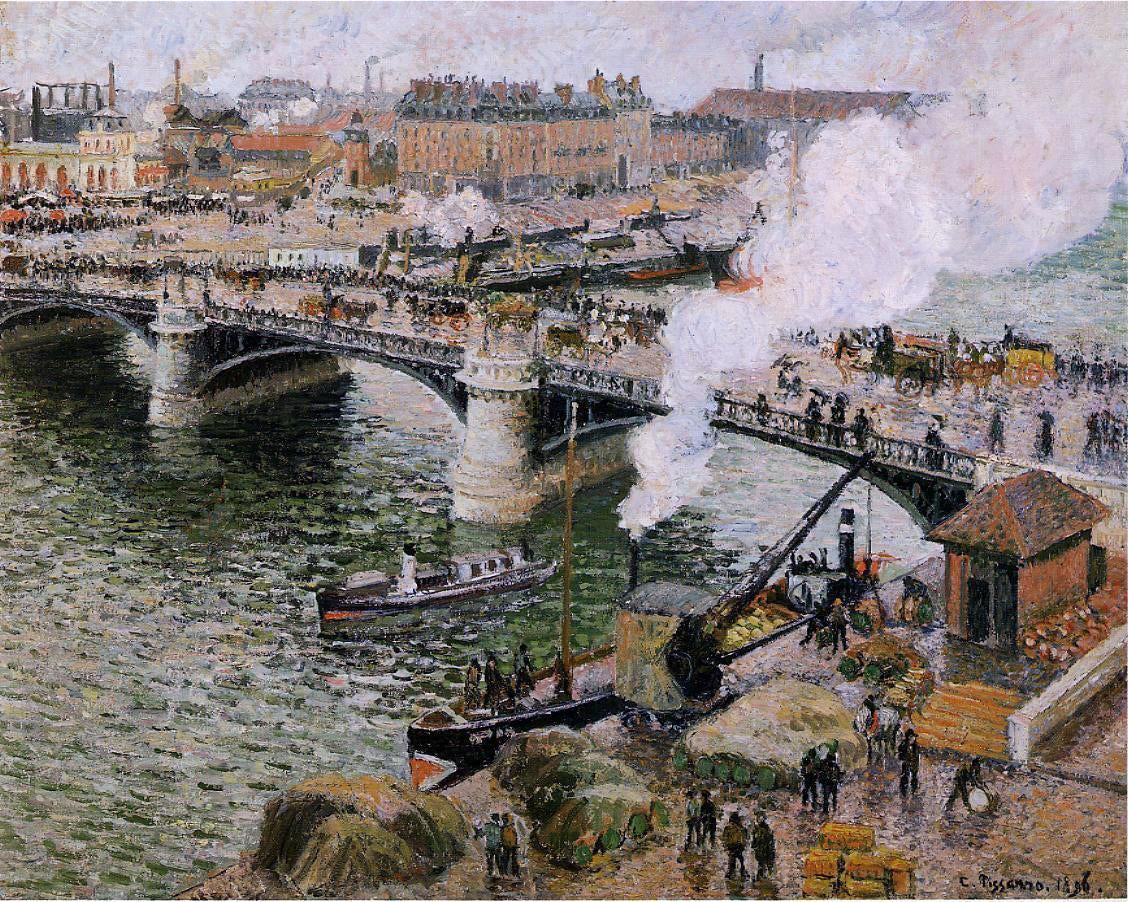 Camille Pissarro The Pont Boieldieu, Rouen: Damp Weather - Hand Painted Oil Painting