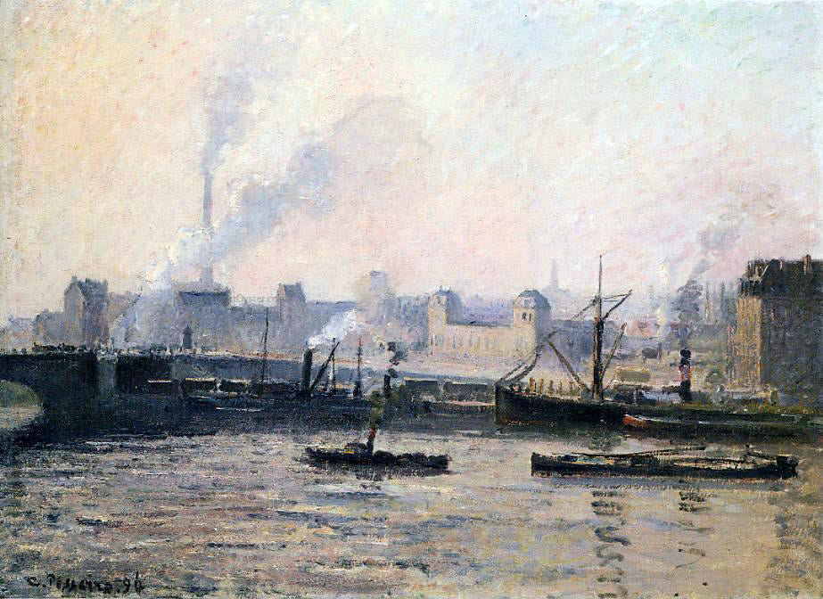 Camille Pissarro The Pont Boieldieu , Rouen: Fog - Hand Painted Oil Painting