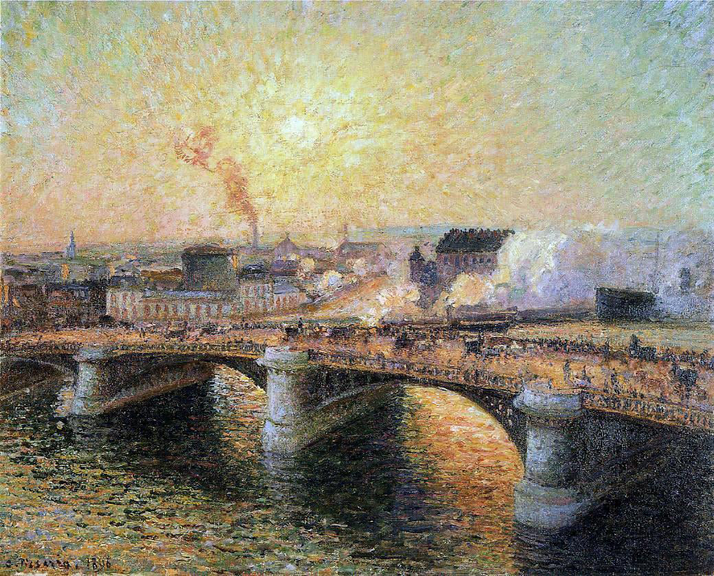 Camille Pissarro The Pont Boieldieu, Rouen: Sunset - Hand Painted Oil Painting