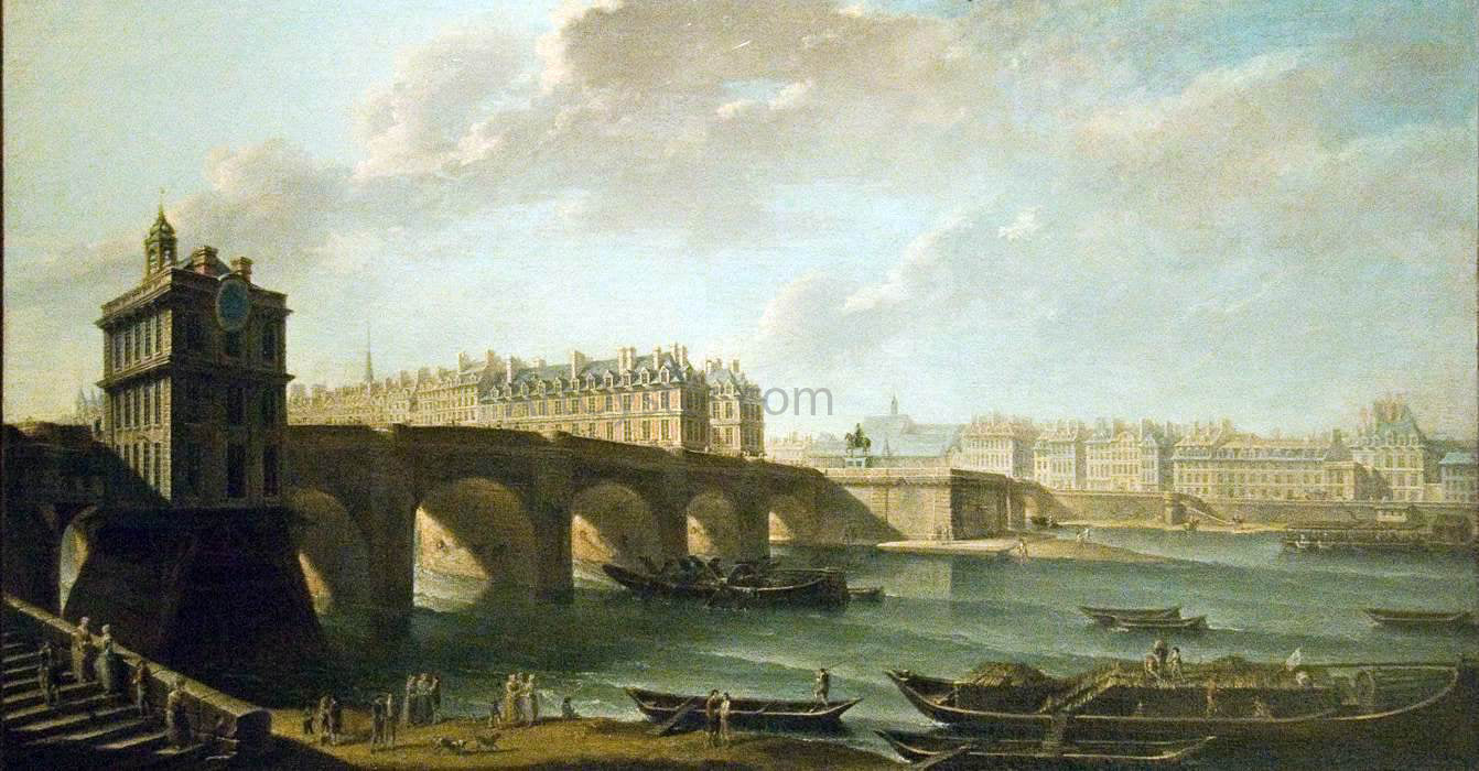 Nicolas-Jean-Baptiste Raguenet The Pont Neuf and the Samaritaine - Hand Painted Oil Painting
