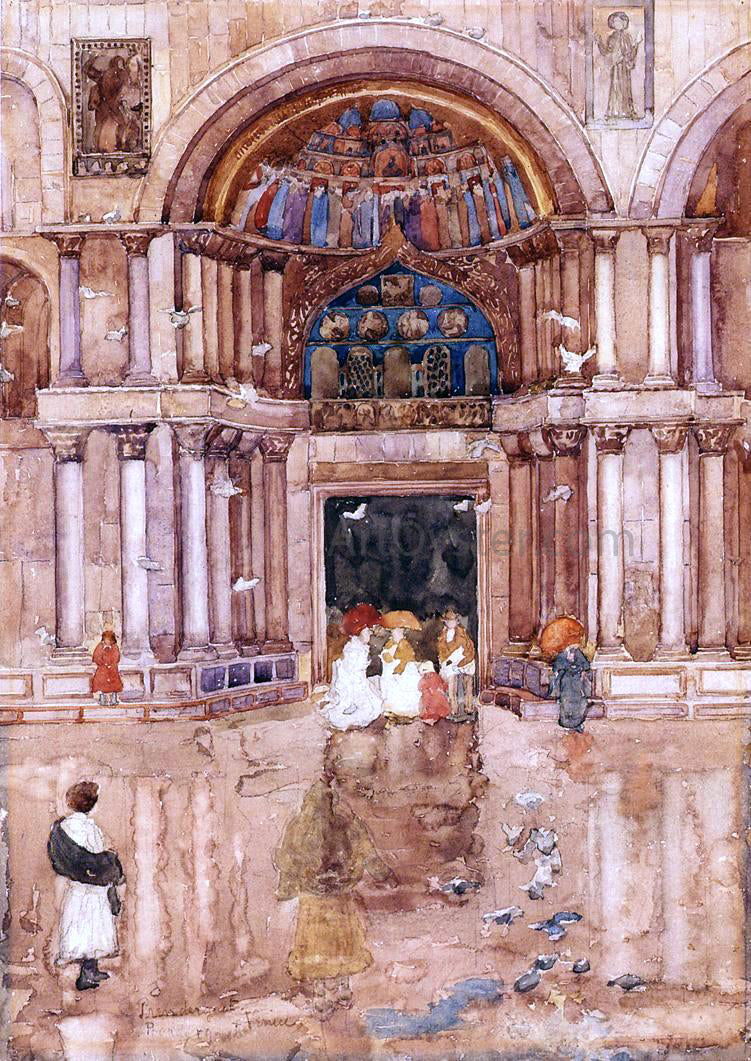 Maurice Prendergast The Porch with the Old Mosaics, St. Marks, Venice - Hand Painted Oil Painting
