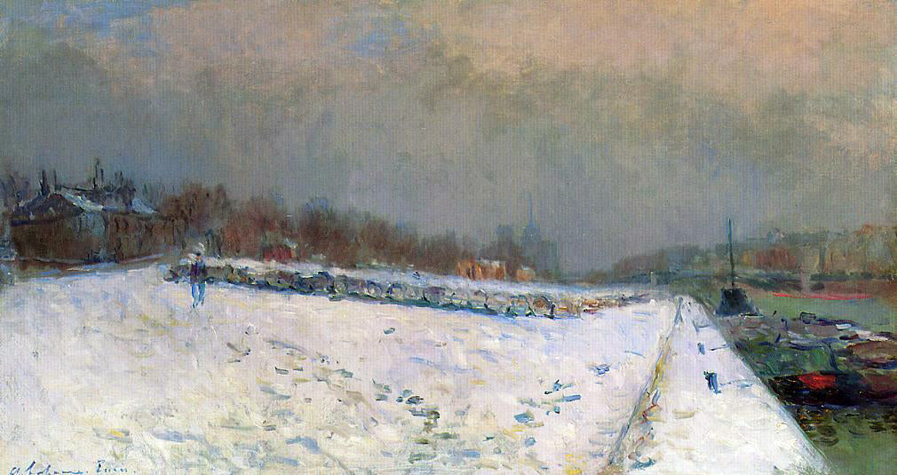 Albert Lebourg The Port of Bercy, in Winter, Snow Effect - Hand Painted Oil Painting
