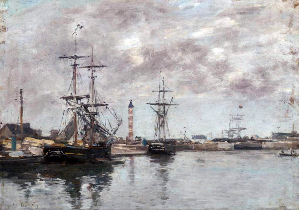 Eugene-Louis Boudin The Port of Deauville - Hand Painted Oil Painting