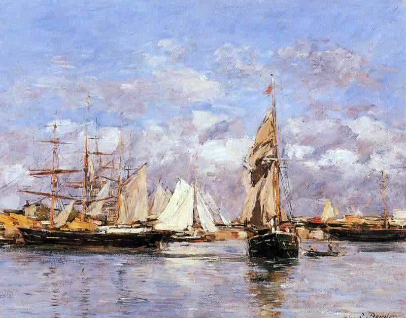 Eugene-Louis Boudin The Port of Trouville, High Tide - Hand Painted Oil Painting