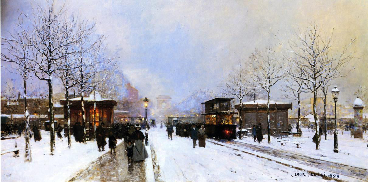  Luigi Loir The Porte Maillot, Snow Effect, Sunset - Hand Painted Oil Painting