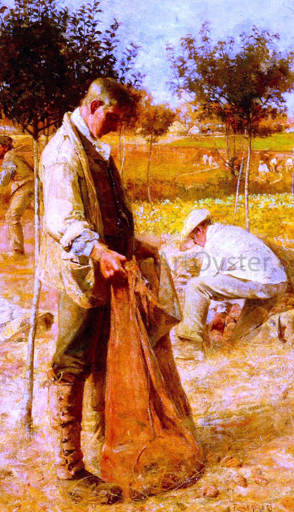 Flora MacDonald Reid The Potato Harvesters - Hand Painted Oil Painting