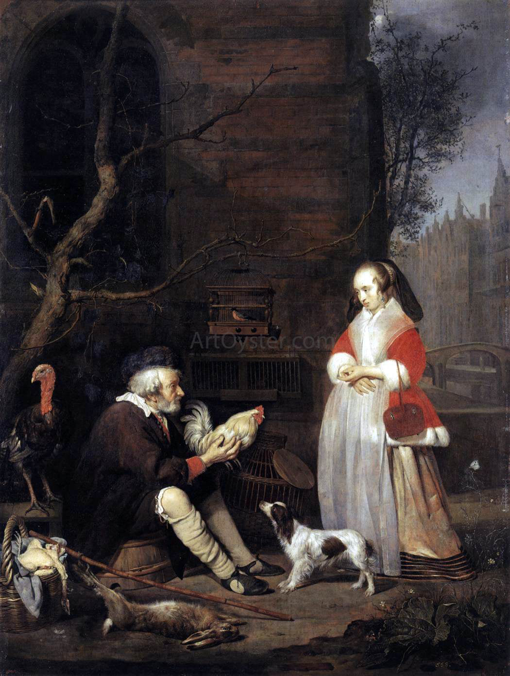 Gabriel Metsu The Poultry Seller - Hand Painted Oil Painting