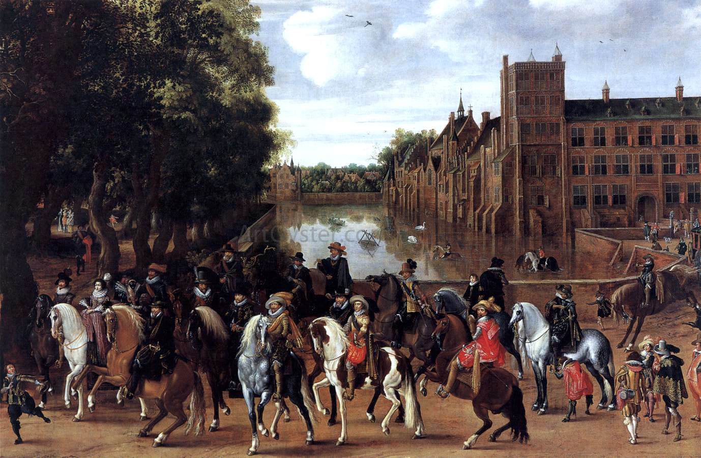 Hendrick Ambrosius Packx The Princes of Orange and Their Families Riding Out from the Buitenhof - Hand Painted Oil Painting