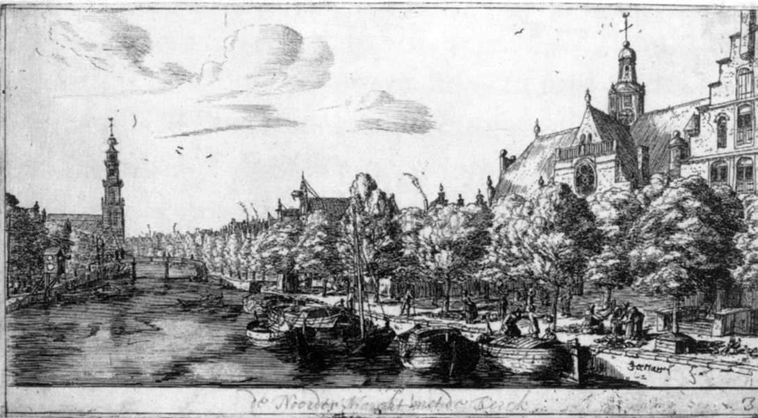 Reiner Nooms The Prinsengracht and the Noorderkerk at Amsterdam - Hand Painted Oil Painting