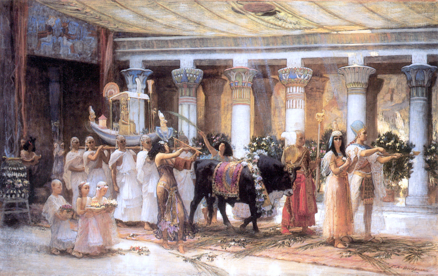 Frederick Arthur Bridgman The Procession of the Sacred Bull Anubis - Hand Painted Oil Painting