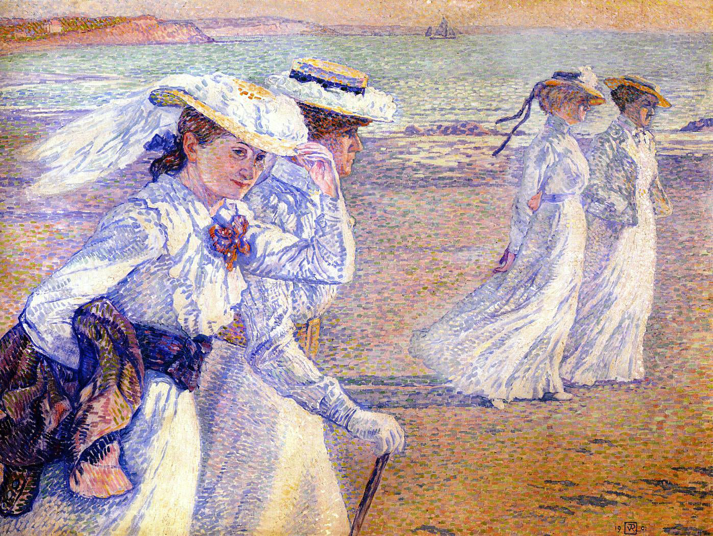 Theo Van Rysselberghe The Promenade - Hand Painted Oil Painting
