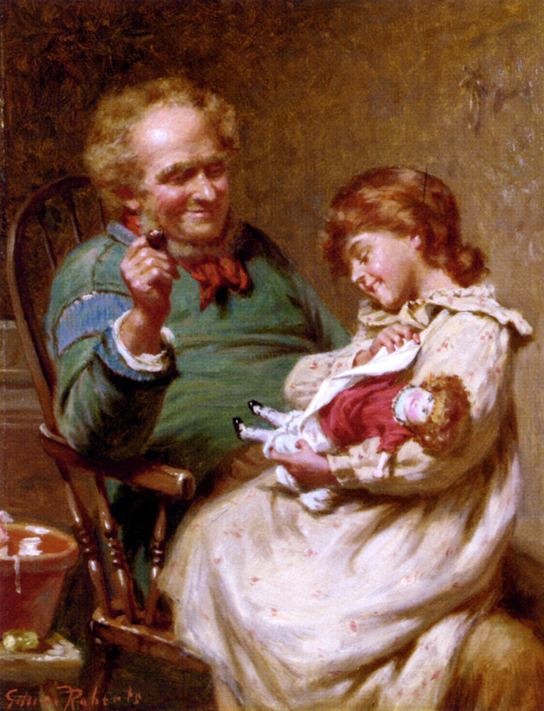 Edwin Thomas Roberts The Proud Little Mother - Hand Painted Oil Painting