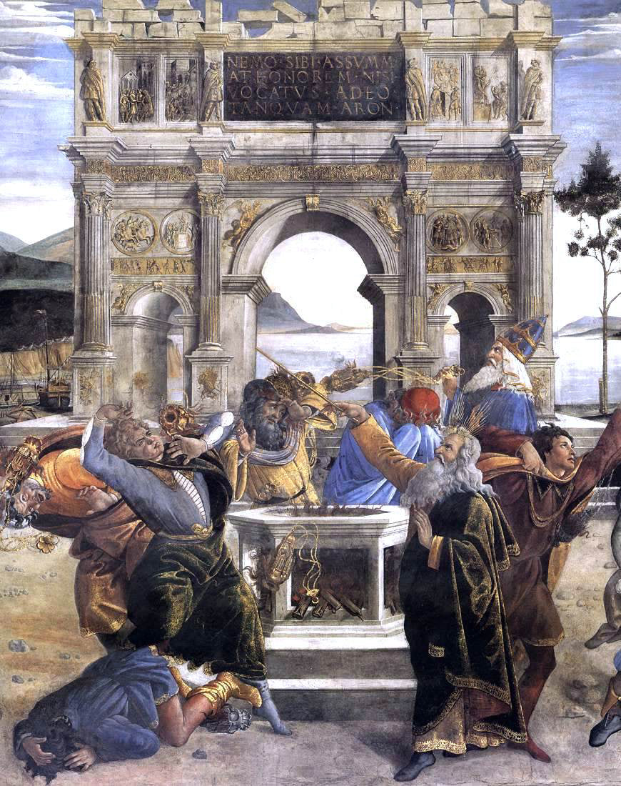  Sandro Botticelli The Punishment of Korah and the Stoning of Moses and Aaron (detail 1) (Cappella Sistina, Vatican) - Hand Painted Oil Painting