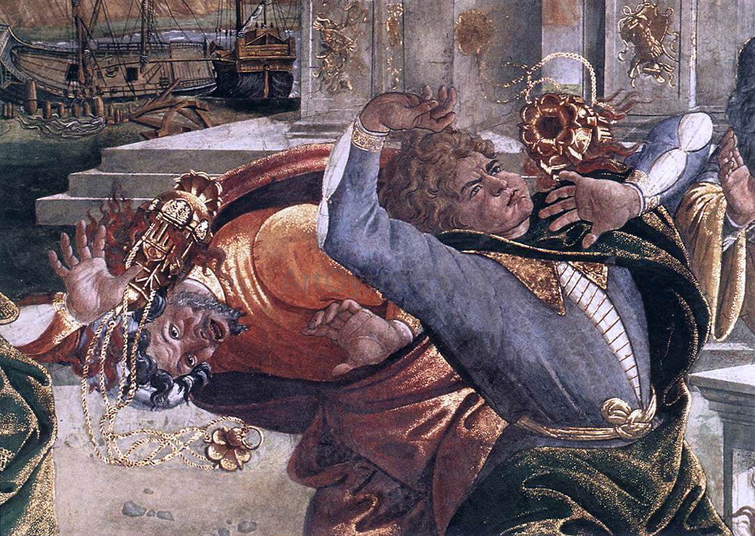 Sandro Botticelli The Punishment of Korah and the Stoning of Moses and Aaron (detail 3) (Cappella Sistina, Vatican) - Hand Painted Oil Painting