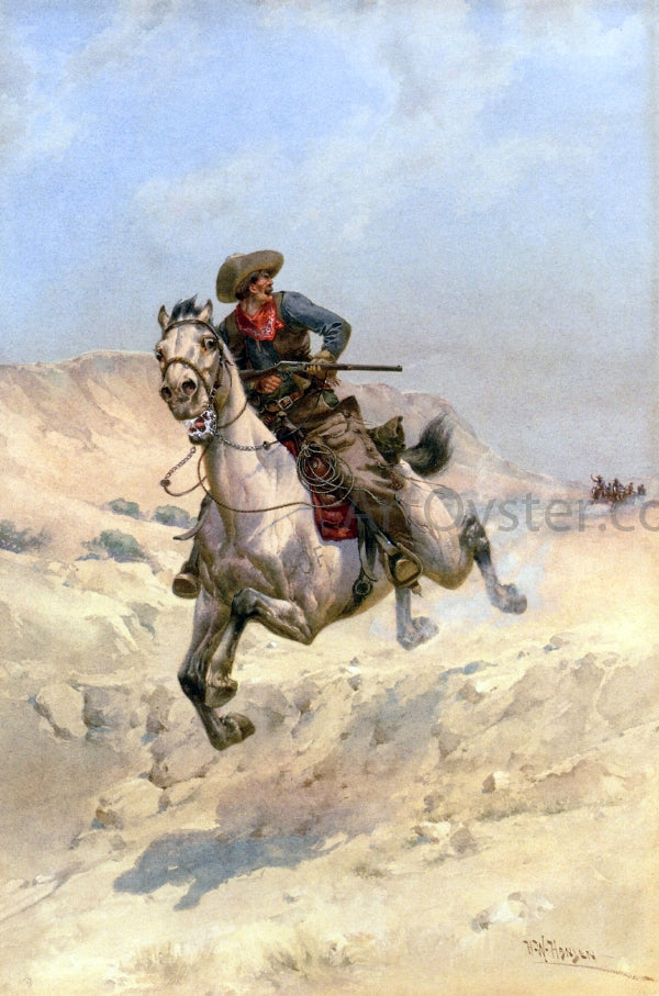 Herman W Hansen The Pursuit - Hand Painted Oil Painting