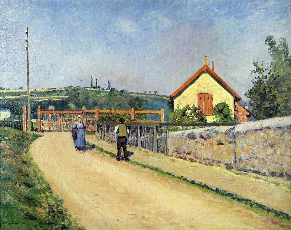 Camille Pissarro The Railroad Crossing at Les Patis - Hand Painted Oil Painting