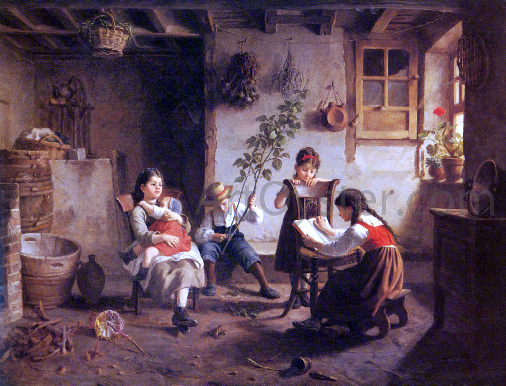 Paul Seignac The Reading Lesson - Hand Painted Oil Painting