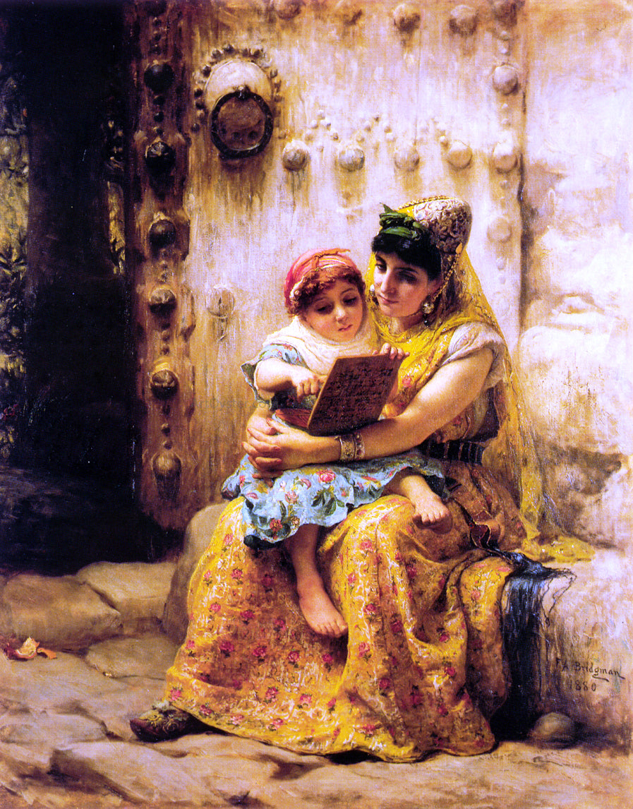 Frederick Arthur Bridgeman The Reading Lesson - Hand Painted Oil Painting