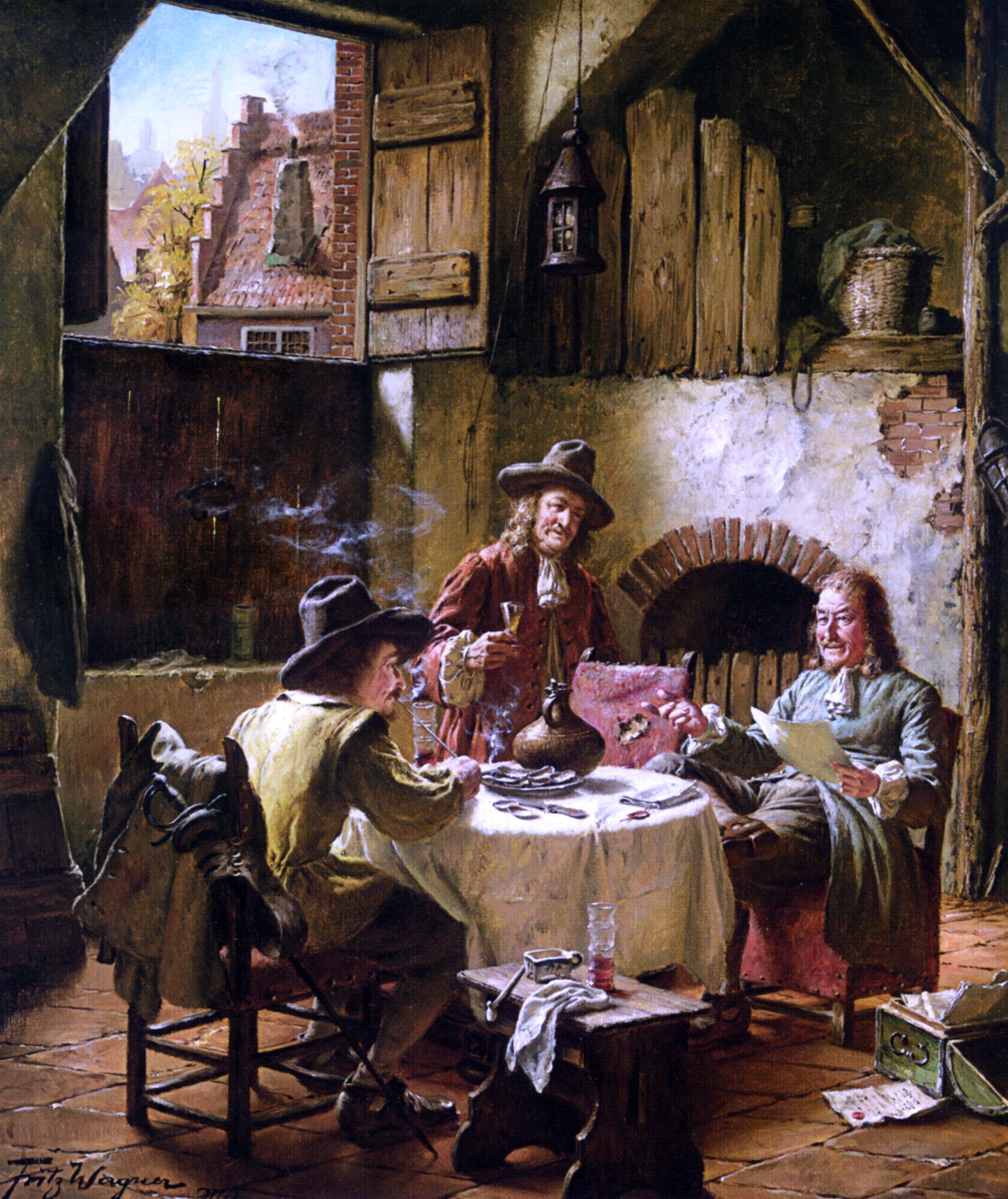 Fritz Wagner The Reckoning - Hand Painted Oil Painting