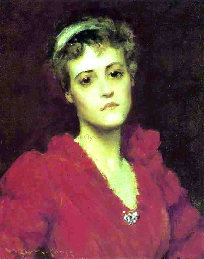 William Merritt Chase The Red Gown - Hand Painted Oil Painting